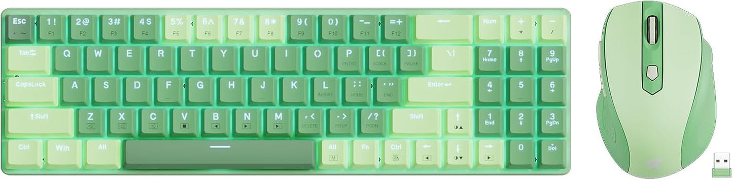 Redragon BS8772 Wireless Keyboard and Mouse Combo, 75% 78 Keys 2.4Ghz Wireless Low-Profile Mechanical Keyboard w/Rechargeable Battery, Single Blue Blacklight, 2400 DPI Ergonomic Mouse
