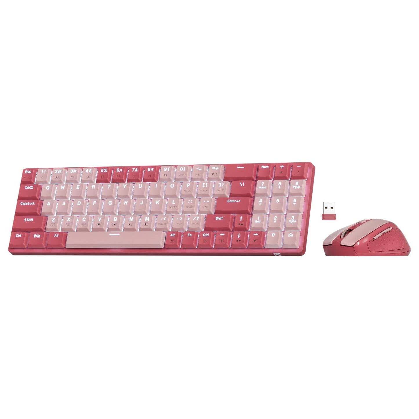 Redragon BS8772 Wireless Keyboard and Mouse Combo, 75% 78 Keys 2.4Ghz Wireless Low-Profile Mechanical Keyboard w/Rechargeable Battery, Single Blue Blacklight, 2400 DPI Ergonomic Mouse