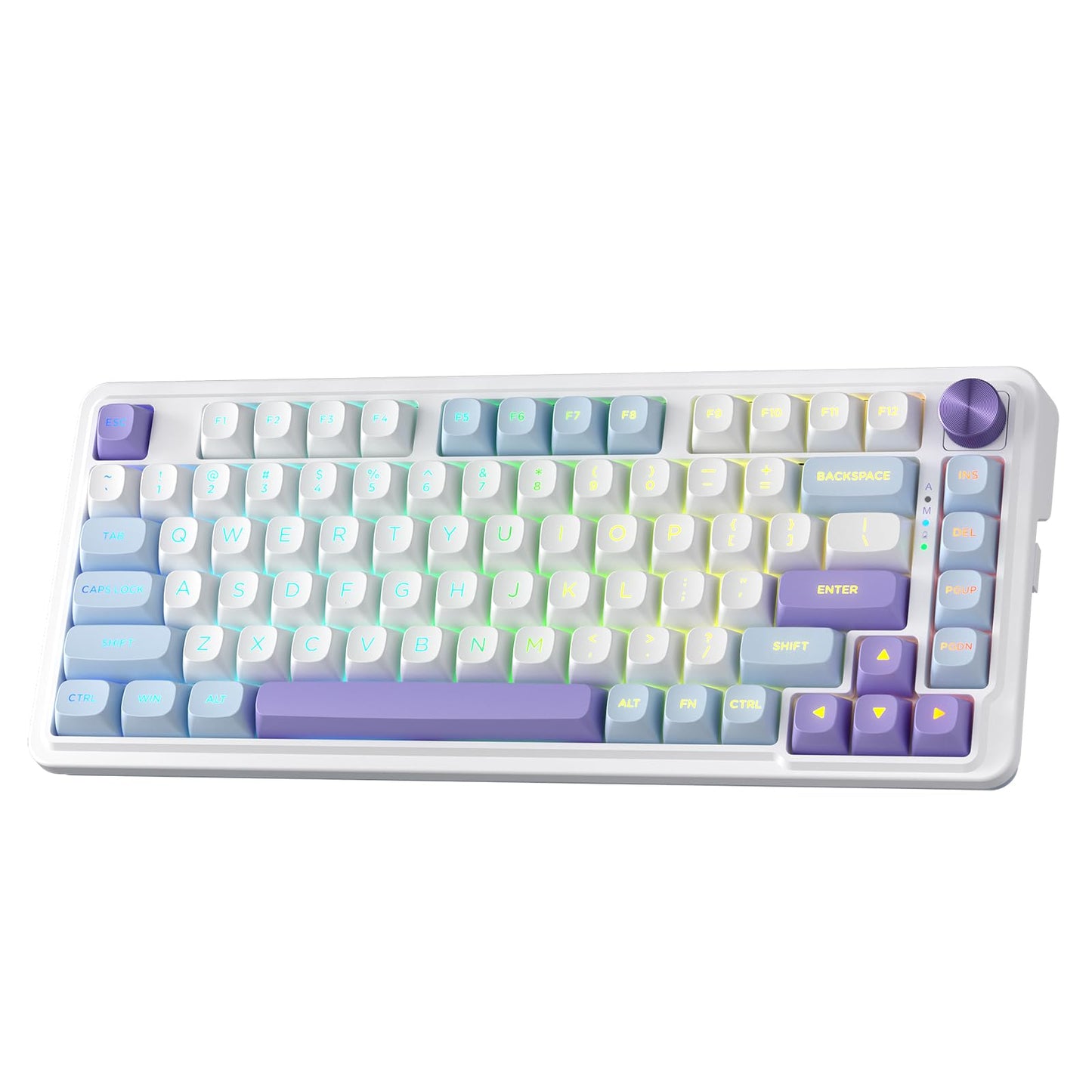 Redragon K673 PRO 75% Wireless Gasket RGB Gaming Keyboard, 3-Modes 81 Keys Compact Mechanical Keyboard w/Hot-Swap Socket, Dedicated Knob Control & Sound Absorbing Pads, Linear Red Switch