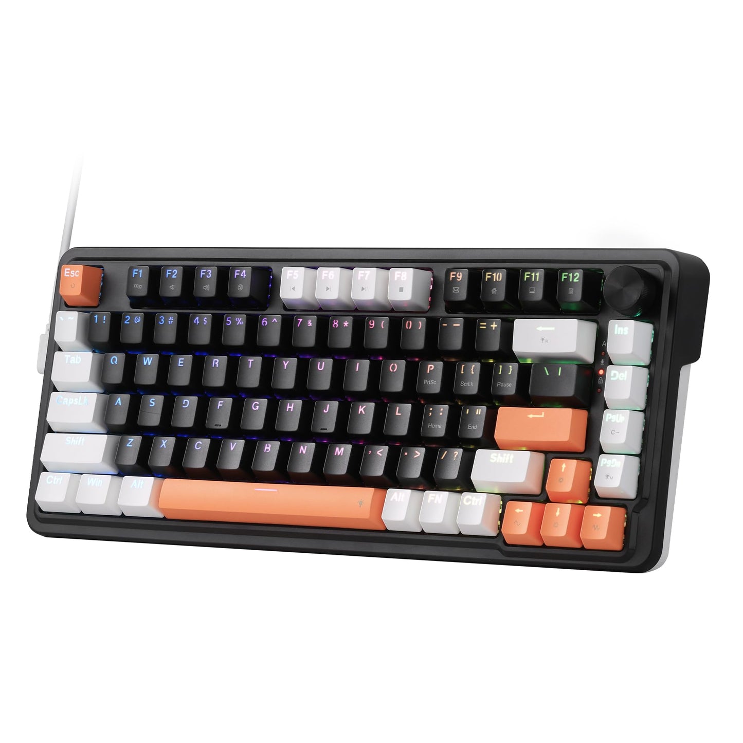 Redragon K673 PRO 75% Wireless Gasket RGB Gaming Keyboard, 3-Modes 81 Keys Compact Mechanical Keyboard w/Hot-Swap Socket, Dedicated Knob Control & Sound Absorbing Pads, Linear Red Switch