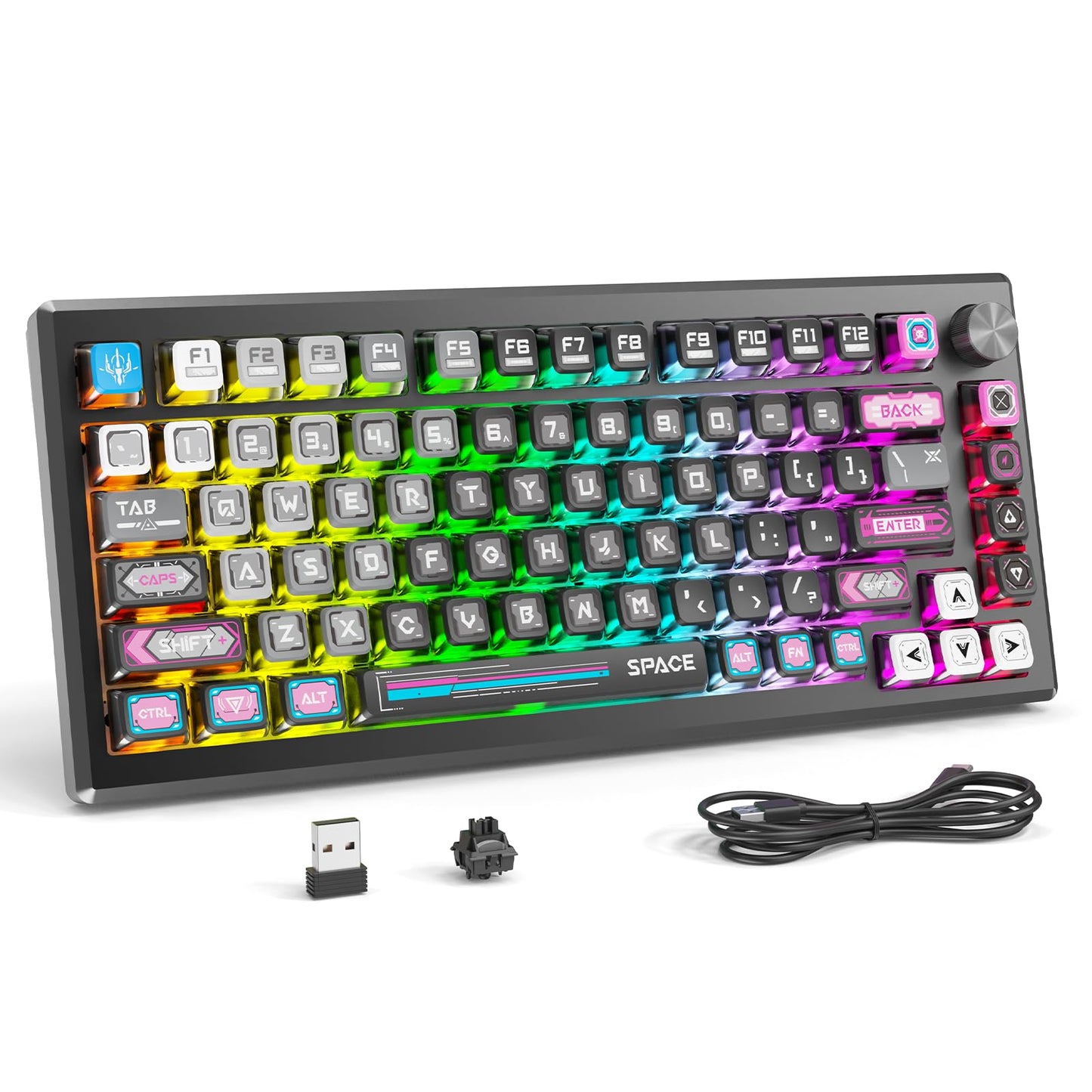 Redragon K681 Wireless Mechanical Keyboard, Gasket Mounted RGB Gaming Keyboard with Volume Knob, MDA-Profile, Pre-Lubed Linear Switches, 81 Keys 75% Tri-Mode Hot Swappable for PC/Xbox/Ps4/5