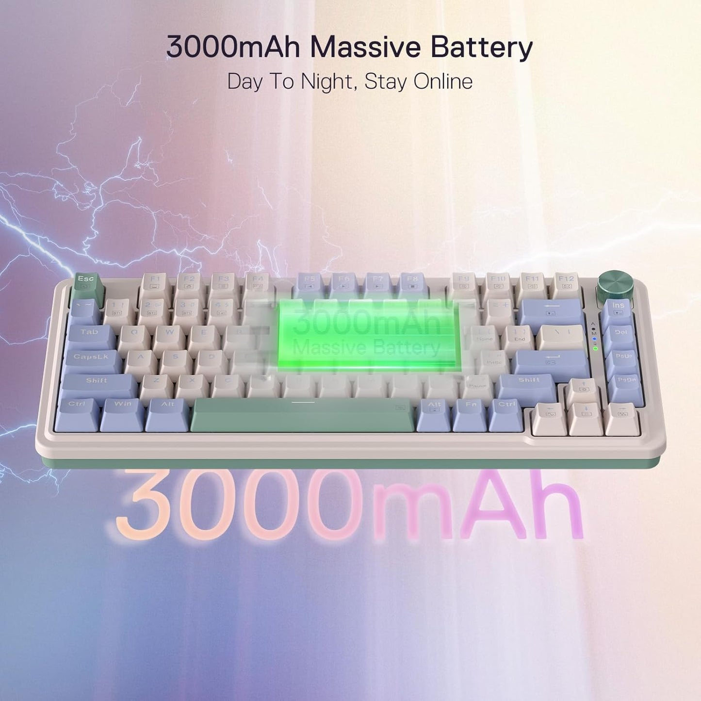 Redragon K673 PRO 75% Wireless Gasket RGB Gaming Keyboard, 3-Modes 81 Keys Compact Mechanical Keyboard w/Hot-Swap Socket, Dedicated Knob Control & Sound Absorbing Pads, Linear Red Switch