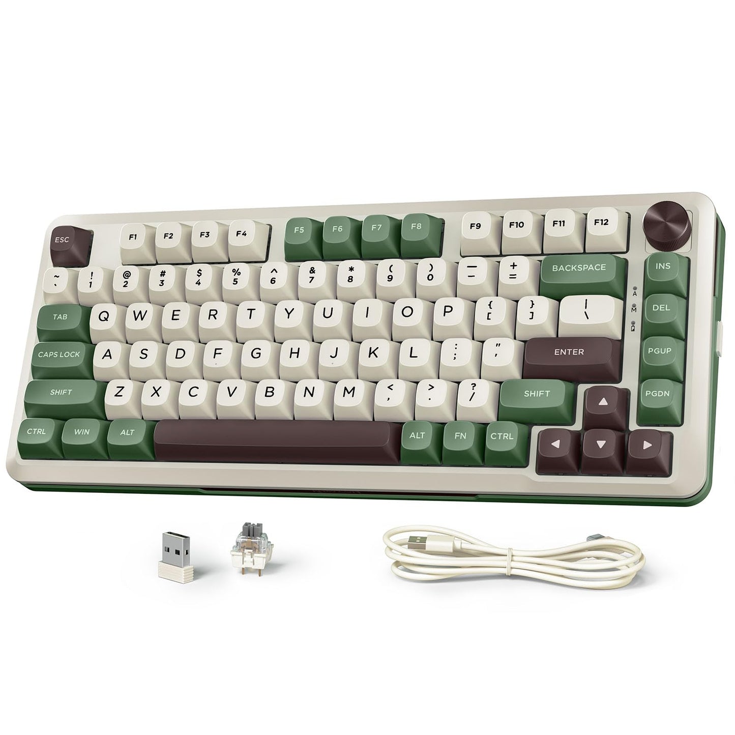 Redragon K681 Pro Wireless Mechanical Keyboard, Gasket Mounted RGB Gaming Keyboard with Volume Knob, MDA-Profile, Pre-Lubed Linear Switches, 81 Keys 75% Tri-Mode Hot Swappable for PC/Xbox/PS (Matcha)