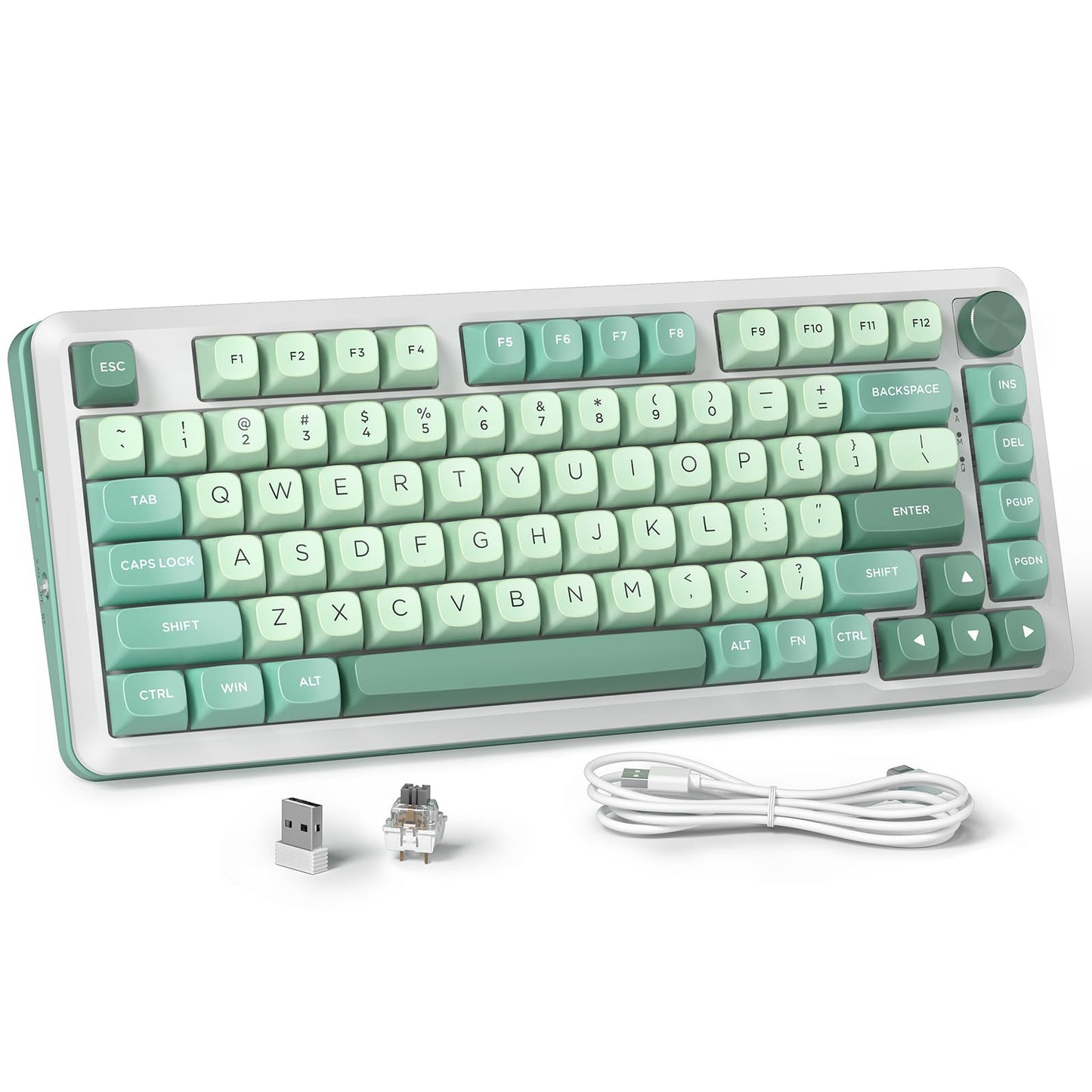 Redragon K681 Pro Wireless Mechanical Keyboard, Gasket Mounted RGB Gaming Keyboard with Volume Knob, MDA-Profile, Pre-Lubed Linear Switches, 81 Keys 75% Tri-Mode Hot Swappable for PC/Xbox/PS (Matcha)