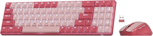 Redragon BS8772 Wireless Keyboard and Mouse Combo, 75% 78 Keys 2.4Ghz Wireless Low-Profile Mechanical Keyboard w/Rechargeable Battery, Single Blue Blacklight, 2400 DPI Ergonomic Mouse