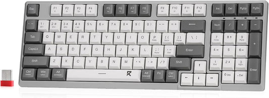 Redragon BK7114 Low-Profile Wireless Computer Keyboard, 98 Keys Slim Office PC Scissors Mechanism Keyboard w/ 2.4G BT Wireless Connection, Tactile Quiet Keystroke, Mixed Color Keycaps