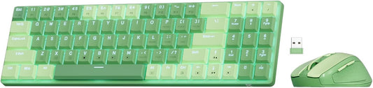 Redragon BS8772 Wireless Keyboard and Mouse Combo, 75% 78 Keys 2.4Ghz Wireless Low-Profile Mechanical Keyboard w/Rechargeable Battery, Single Blue Blacklight, 2400 DPI Ergonomic Mouse