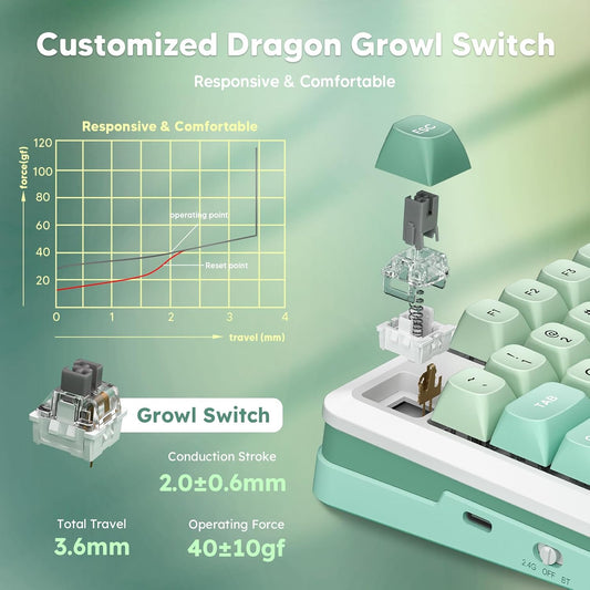 Redragon K681 Wireless Mechanical Keyboard, Gasket Mounted RGB Gaming Keyboard with Volume Knob, MDA-Profile, Pre-Lubed Linear Switches, 81 Keys 75％ Tri-Mode Hot Swappable for PC/Xbox/Ps4/5