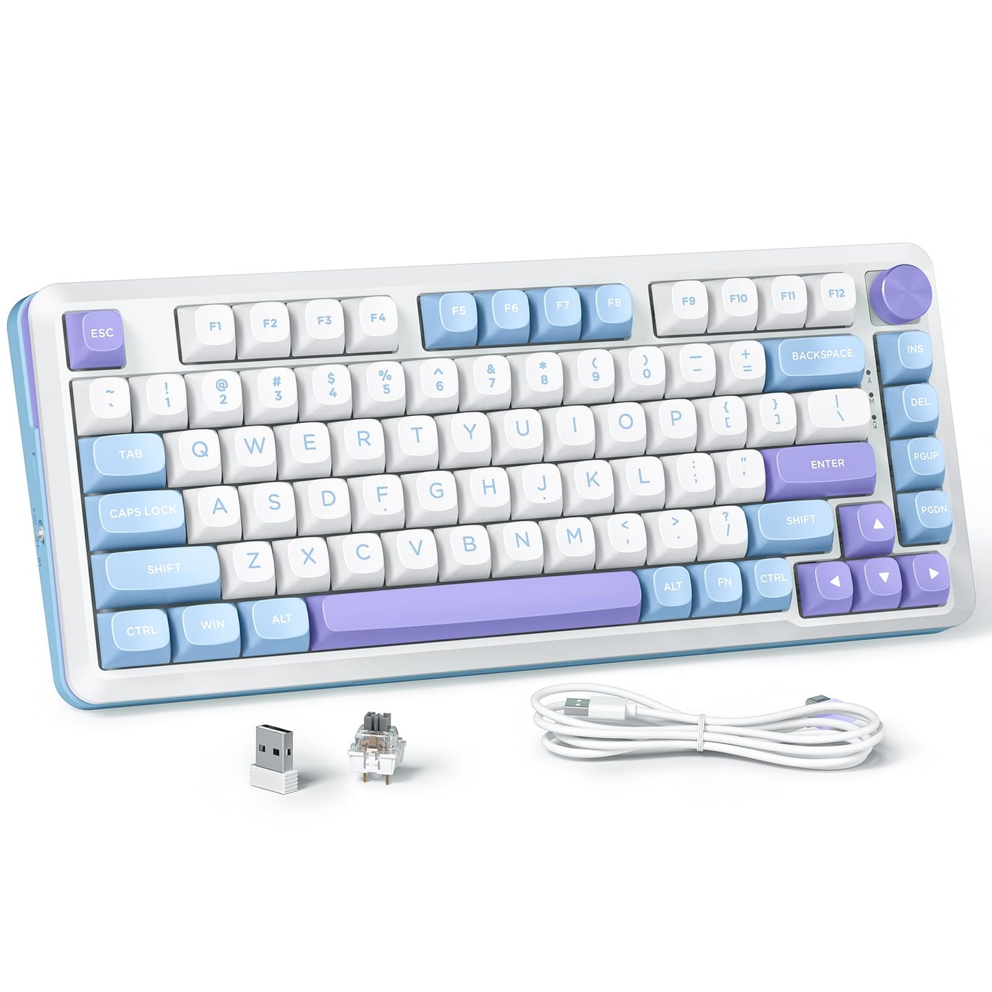 Redragon K681 Wireless Mechanical Keyboard, Gasket Mounted RGB Gaming Keyboard with Volume Knob, MDA-Profile, Pre-Lubed Linear Switches, 81 Keys 75％ Tri-Mode Hot Swappable for PC/Xbox/Ps4/5