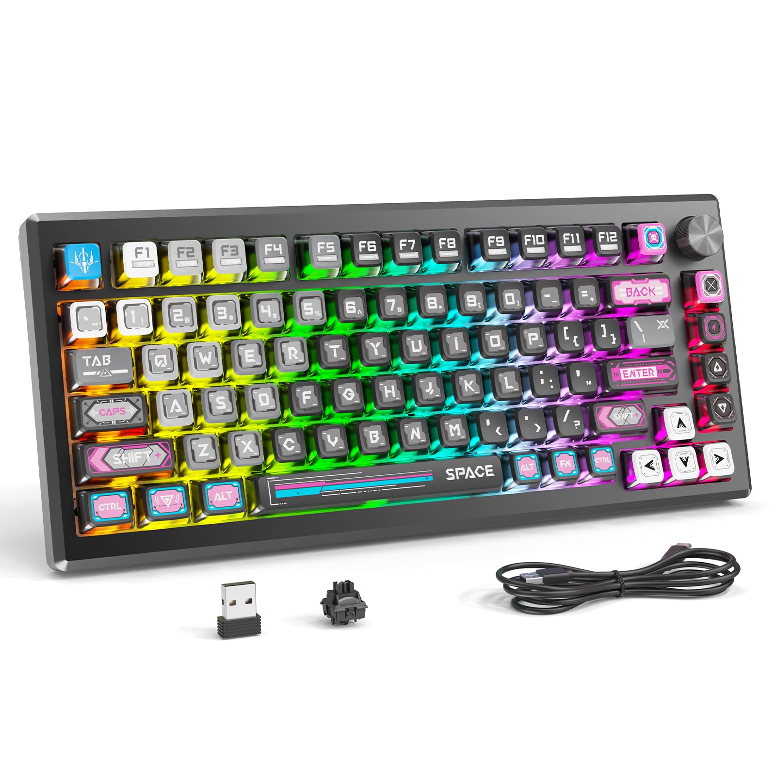 Redragon K681 Pro Wireless Mechanical Keyboard, Gasket Mounted RGB Gaming Keyboard with Volume Knob, MDA-Profile, Pre-Lubed Linear Switches, 81 Keys 75％ Tri-Mode Hot Swappable for PC/Xbox/PS (Matcha)