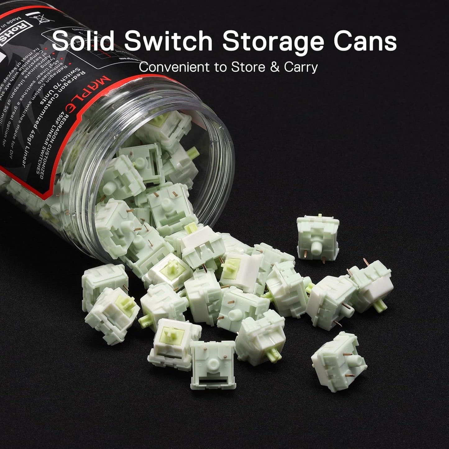 Redragon Maple A120 Soft Linear Mechanical Switches, 3-Pin Plate Mounted Quiet Linear Equivalent, Hot-Swappable DIY Keyboard Switch Mod, 50 Million Click (70 pcs Switches, Keycap + Switch Puller)